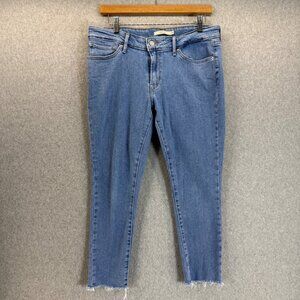 Levi's Womens 711 Skinny Denim Jeans Medium Wash Blue‎ Raw Hem Pockets Size 30
